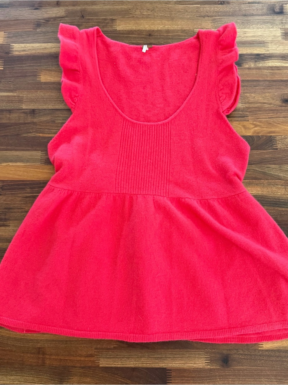 Free People wool & angora FLATTERING babydoll Hot Pink Top